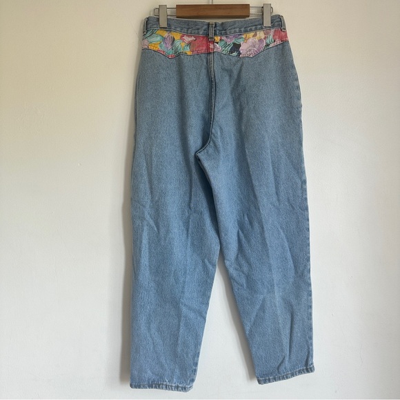 VINTAGE NEVADA LIGHT BLUE WASH JEANS PATCH EMBROIDERY COTTON TAPERED PLEATED 28 - Picture 3 of 8